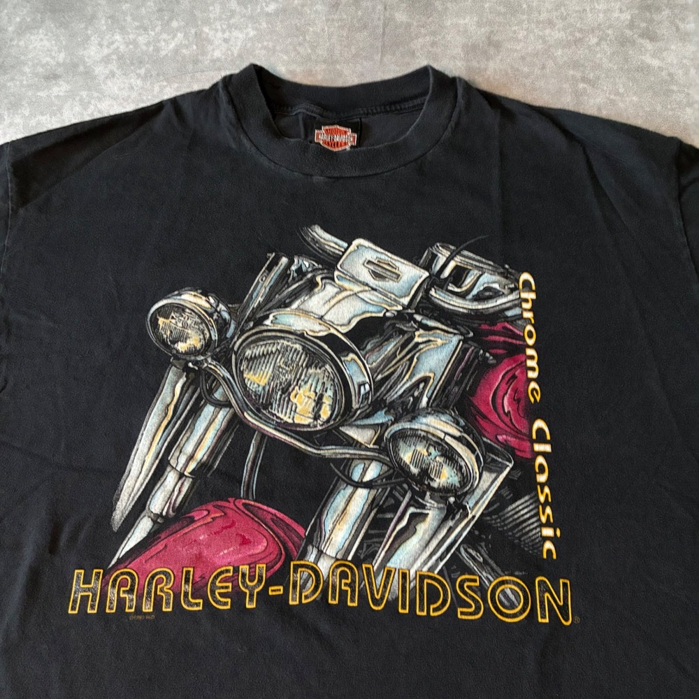 Vintage Harley-Davidson Chrome Classic Santa Maria CA T-Shirt XL Faded Black